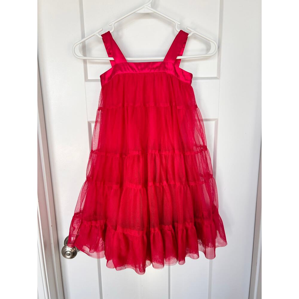 Baby Gap Pirouette Tulle Tiered Dress Satin Trim Layered Formal Red Size 5 Years